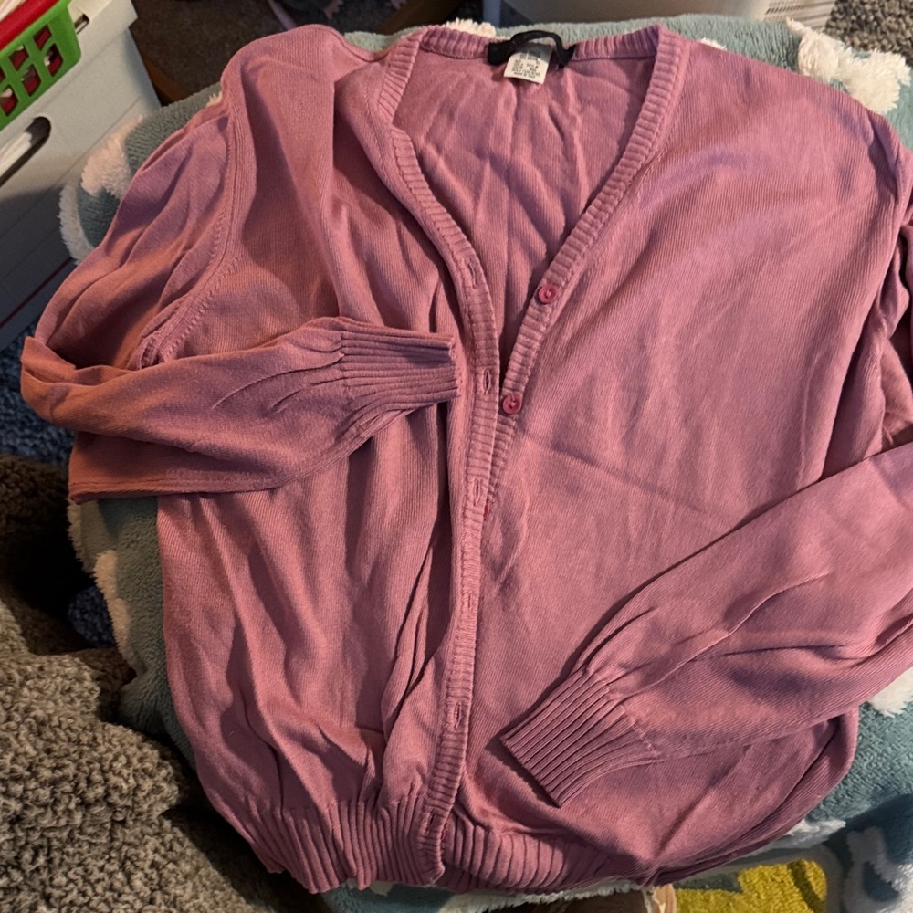 Elegant Mauve Cardigan Sweater